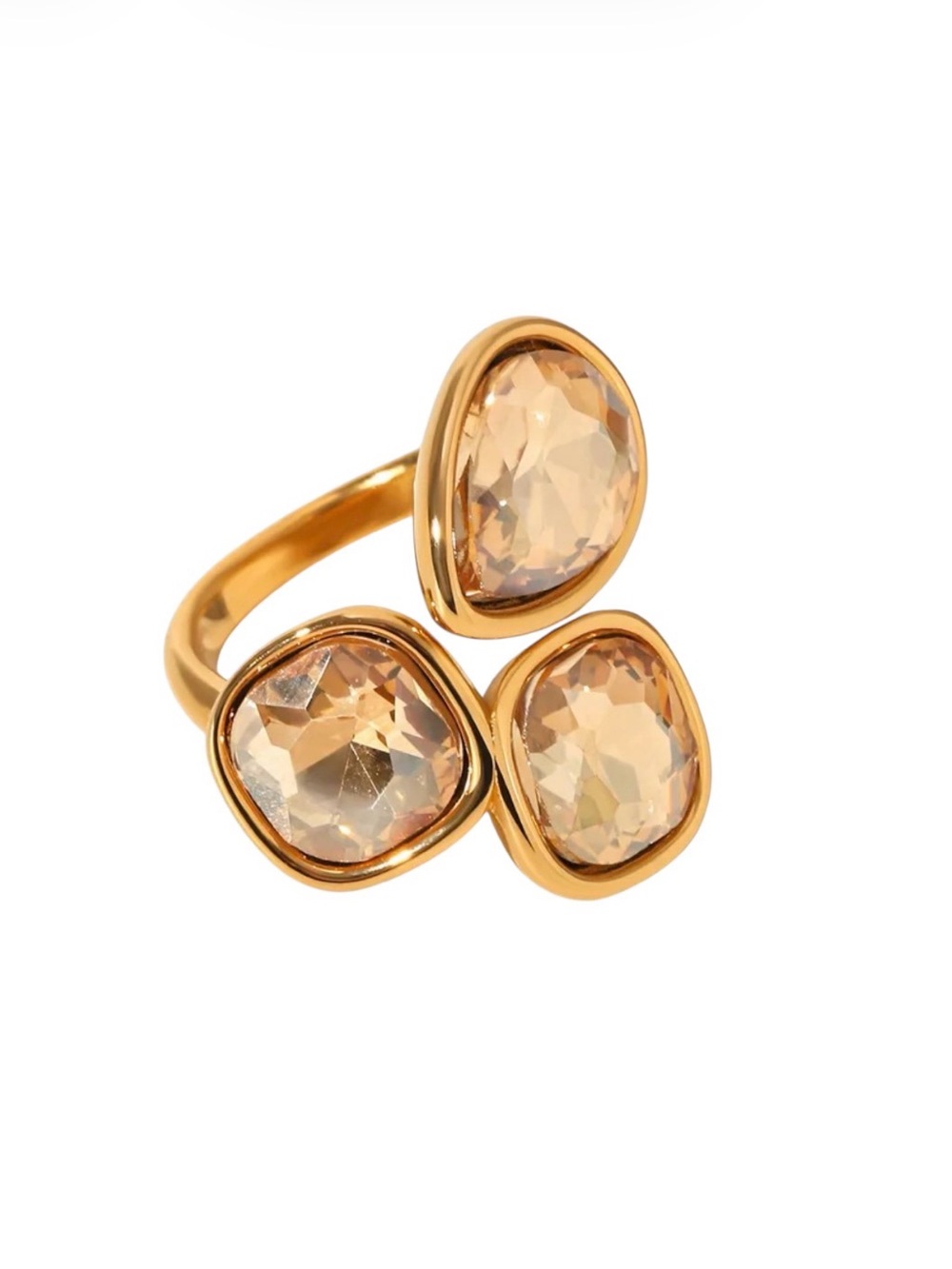 Champagne Triple Stone Adjustable Ring NWT